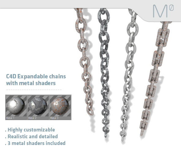 C4D Expandable Chains With Metal Shaders - 3DOcean Item for Sale