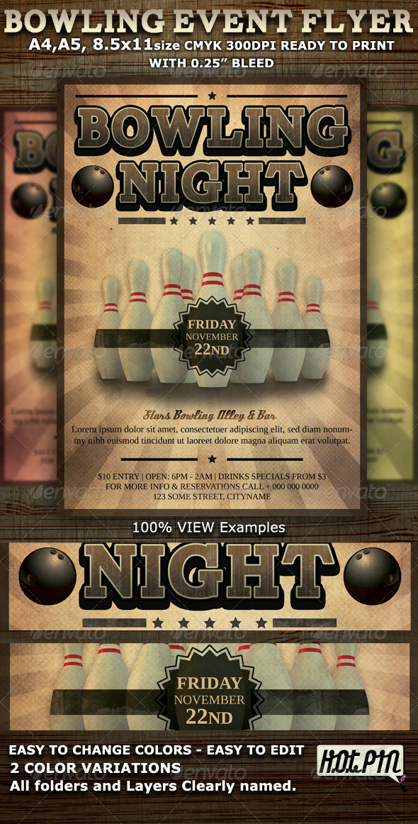 Bowling Event Party Flyer Template