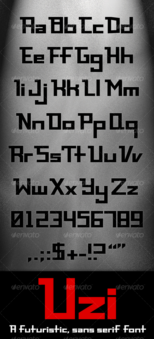 Uzi - Modern, futuristic, sans serif font - Sans-Serif Fonts