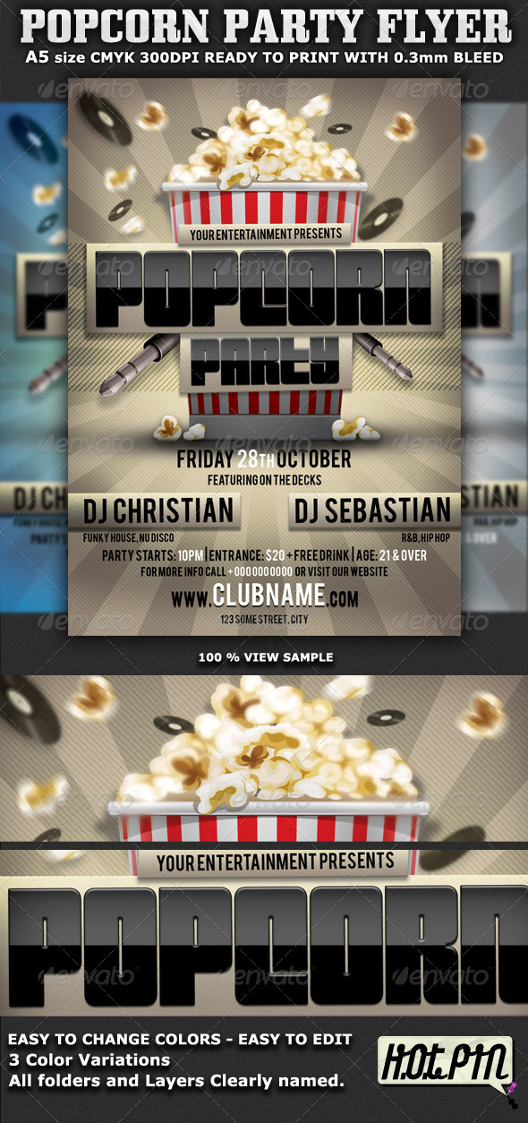 Popcorn Party Flyer Template