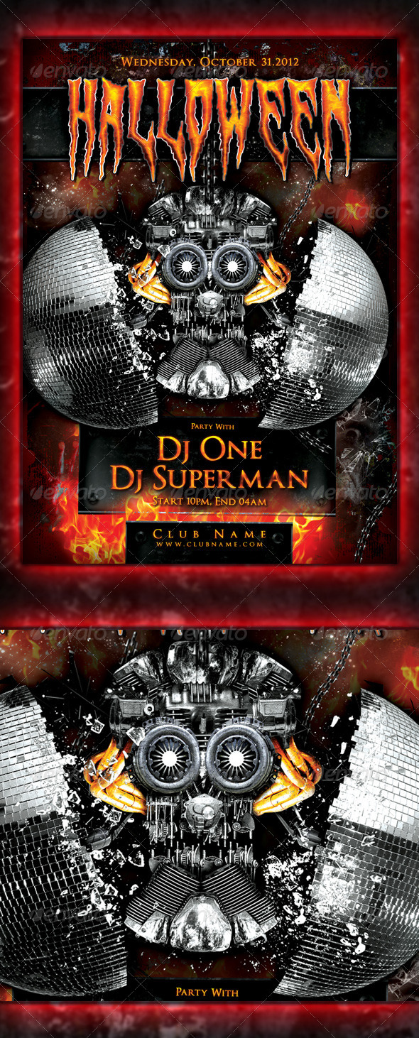 Robotic Halloween Party Flyer (psd) - Events Flyers