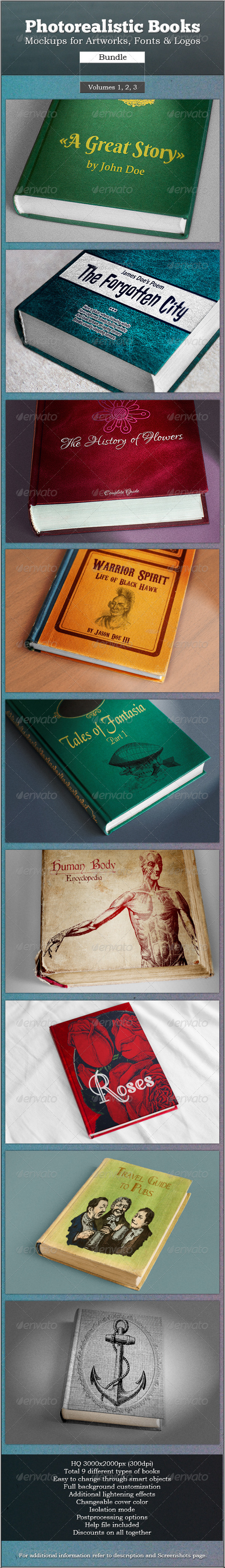 Photorealistic Books Mockups Bundle Photorealistic Books Mockups Bundle