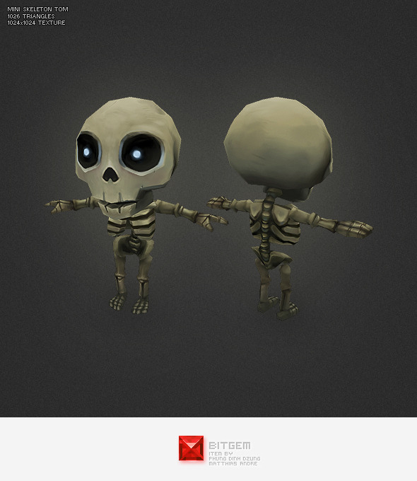 Low Poly Mini Skeleton Tom Low Poly Mini Skeleton Tom