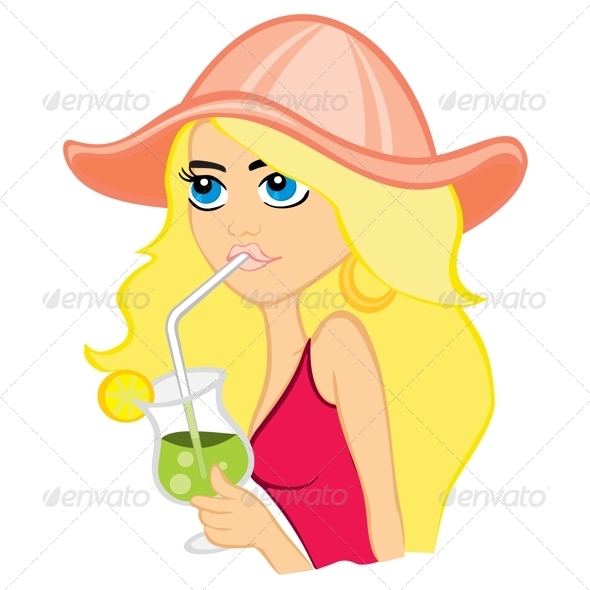 Woman with cocktail - People Characters