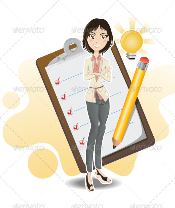 Smart business woman done with her checklist Smart business woman done with her checklist