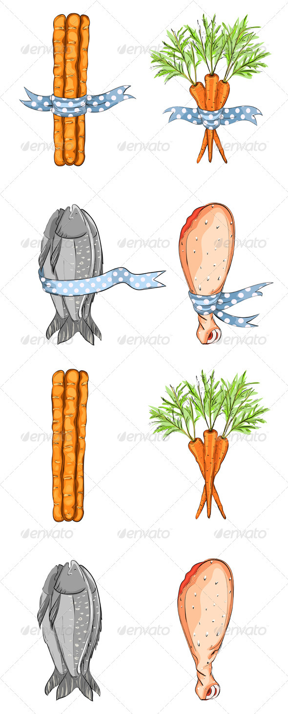 Fish Bread Carrot Chicken with Ribbons Fish Bread Carrot Chicken with Ribbons
