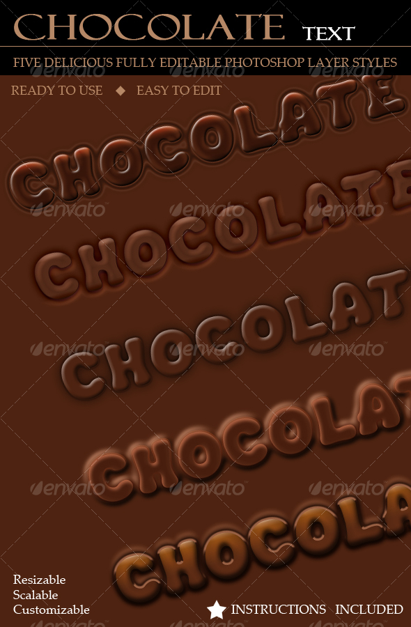 Delicious Chocolate Text (5 Layer Styles) - Photoshop Add-ons