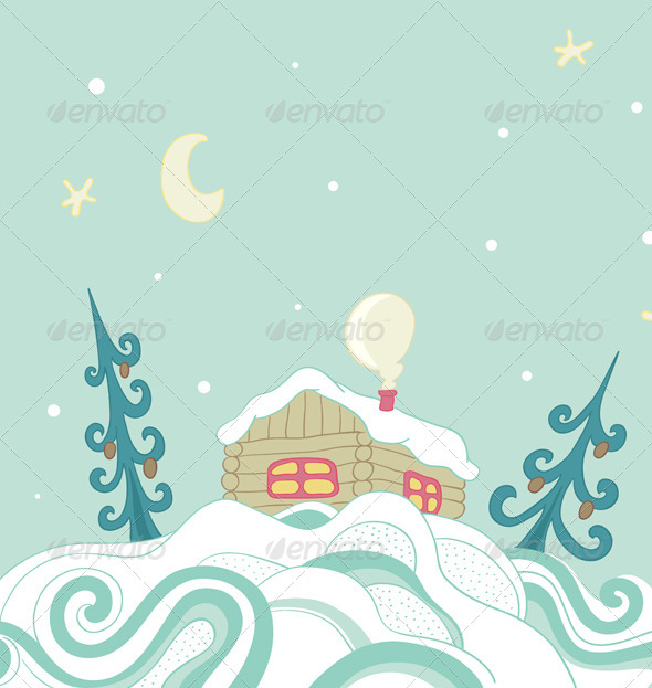 Christmas Background with House Christmas Background with House