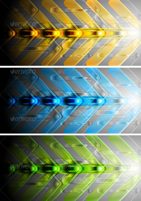 Colourful banners with abstract arrows Colourful banners with abstract arrows