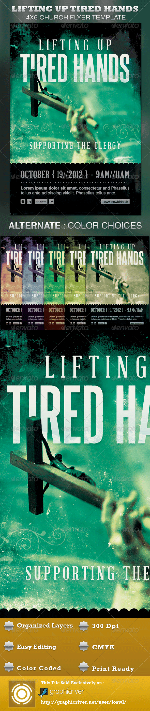 Lifting up Tired Hands Church Flyer Template Lifting up Tired Hands Church Flyer Template