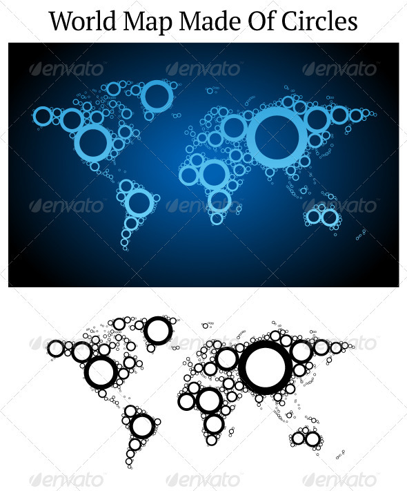 Vector World Map Made Of Circles Vector World Map Made Of Circles