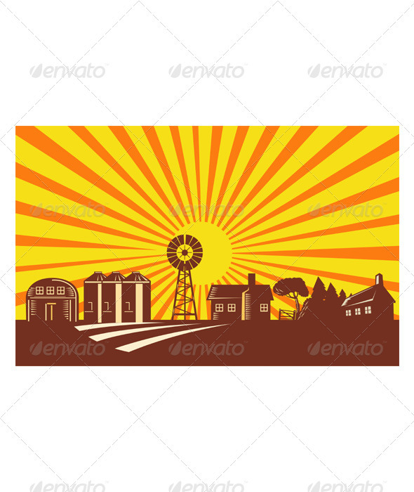 Farmer and Farm with Tractor Farmer and Farm with Tractor