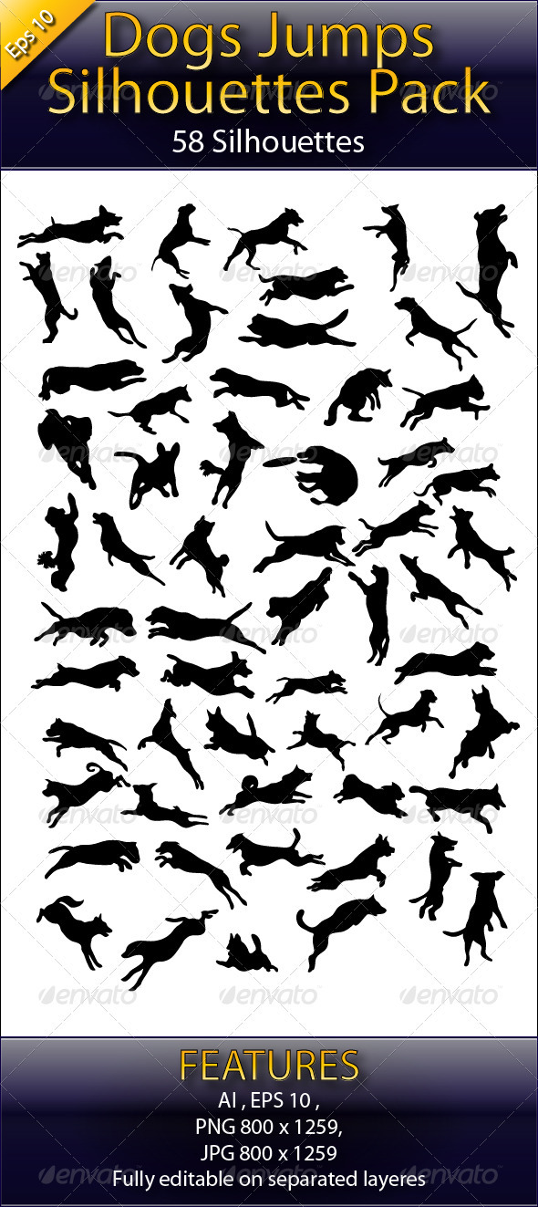 Dog Jump Silhouettes Dog Jump Silhouettes