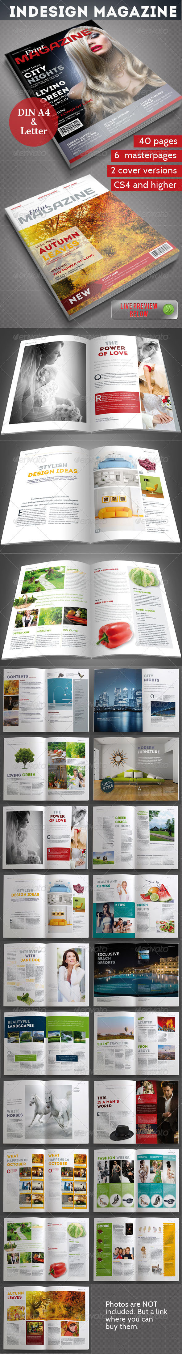 InDesign Magazine Template 40 pages - Magazines Print Templates
