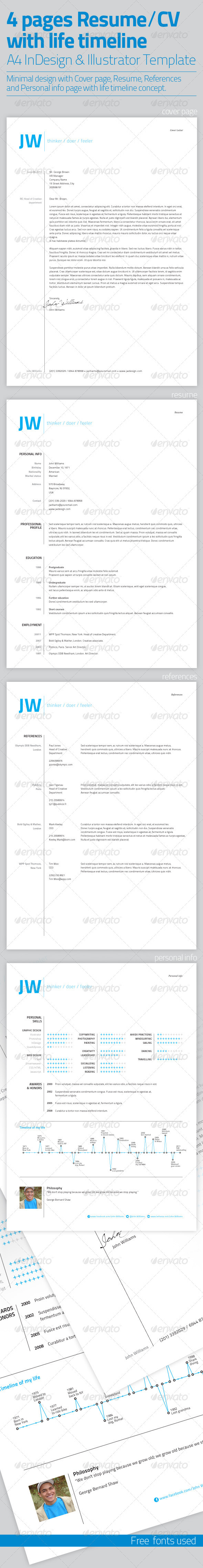 Resume Template | 4 Pages with Life Timeline