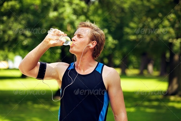 Thirsty Athlete Drinking Water