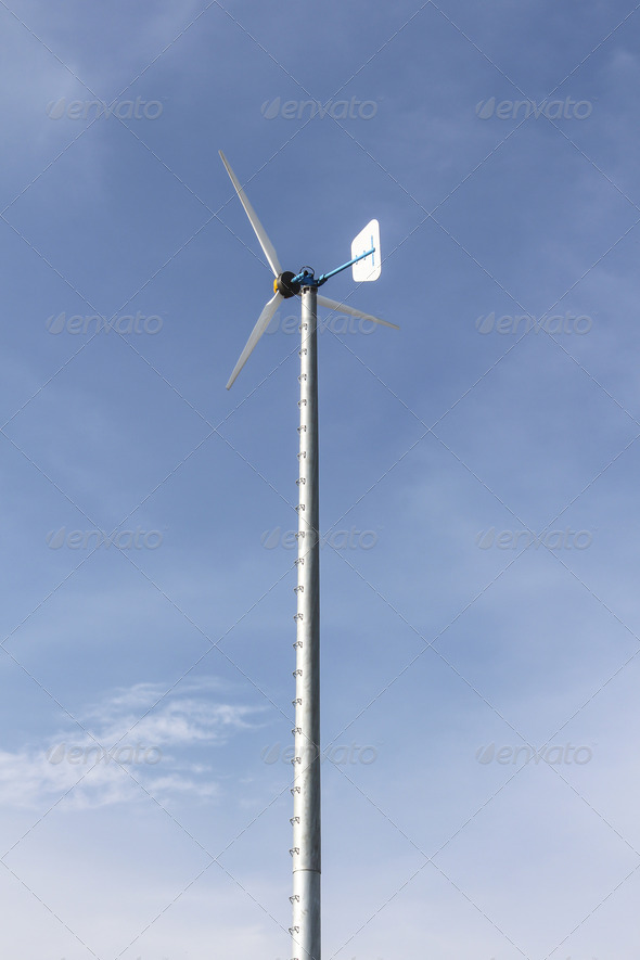 Vertical wind mail with blue sky