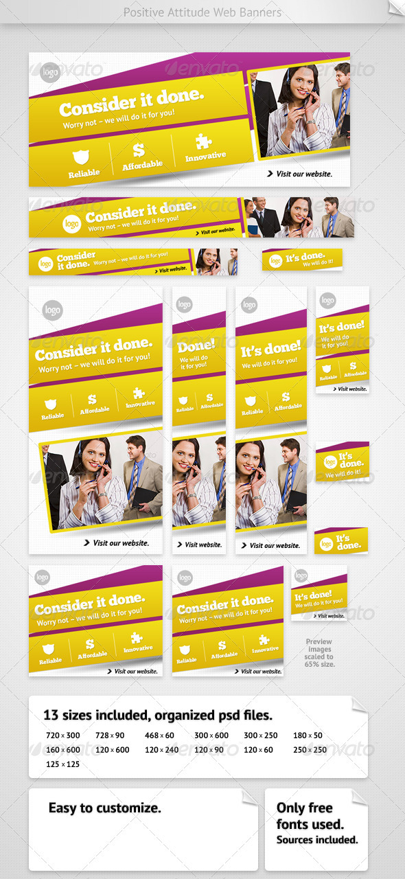 Positive Attitude Web Banners - Banners & Ads Web Elements