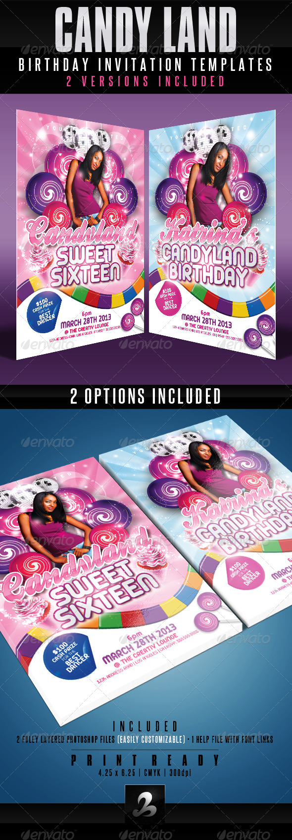 Candy Land Birthday Invitation Templates