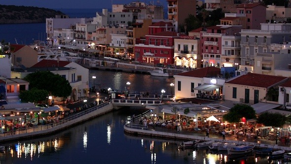 Lake Voulismeni Evening Scene Agios Nikolaos Crete 2 Lake Voulismeni Evening Scene Agios Nikolaos Crete 2