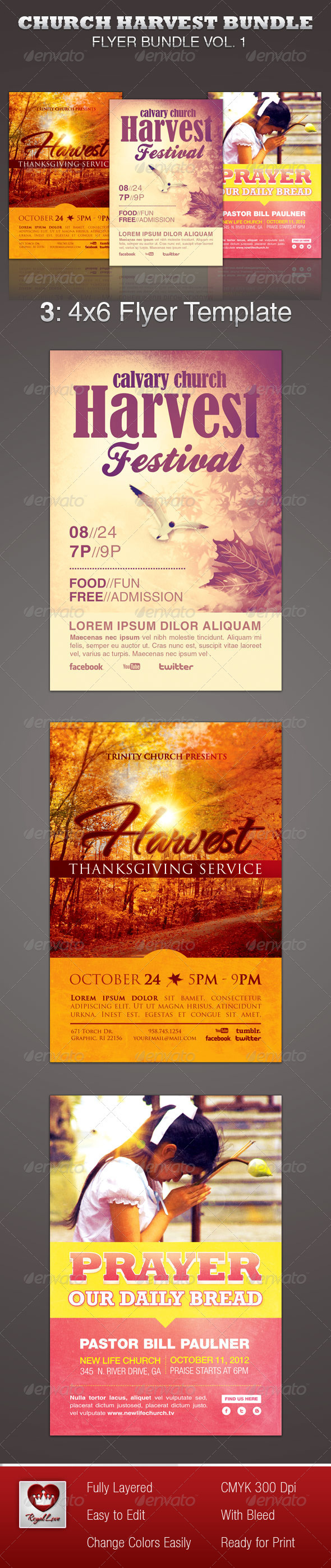 Church Harvest Flyer Template Bundle