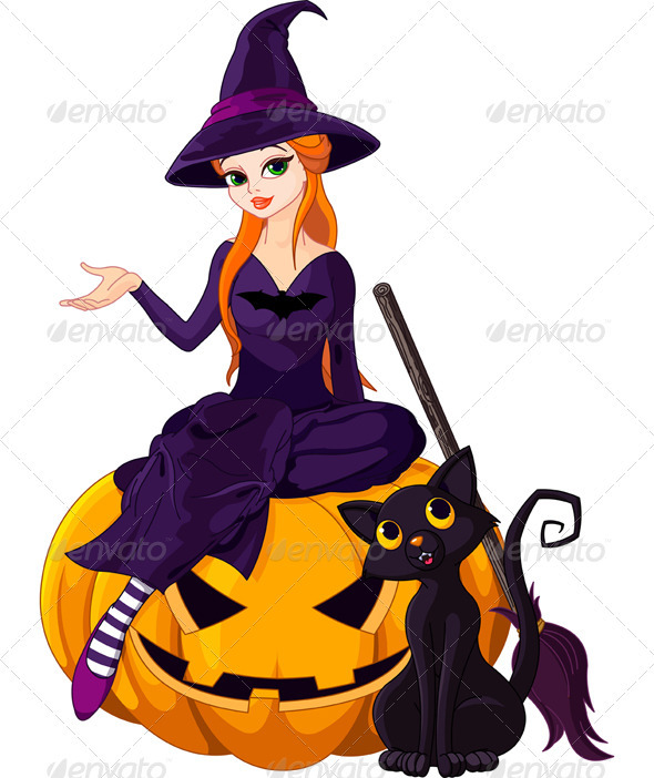 Halloween Witch on pumpkin