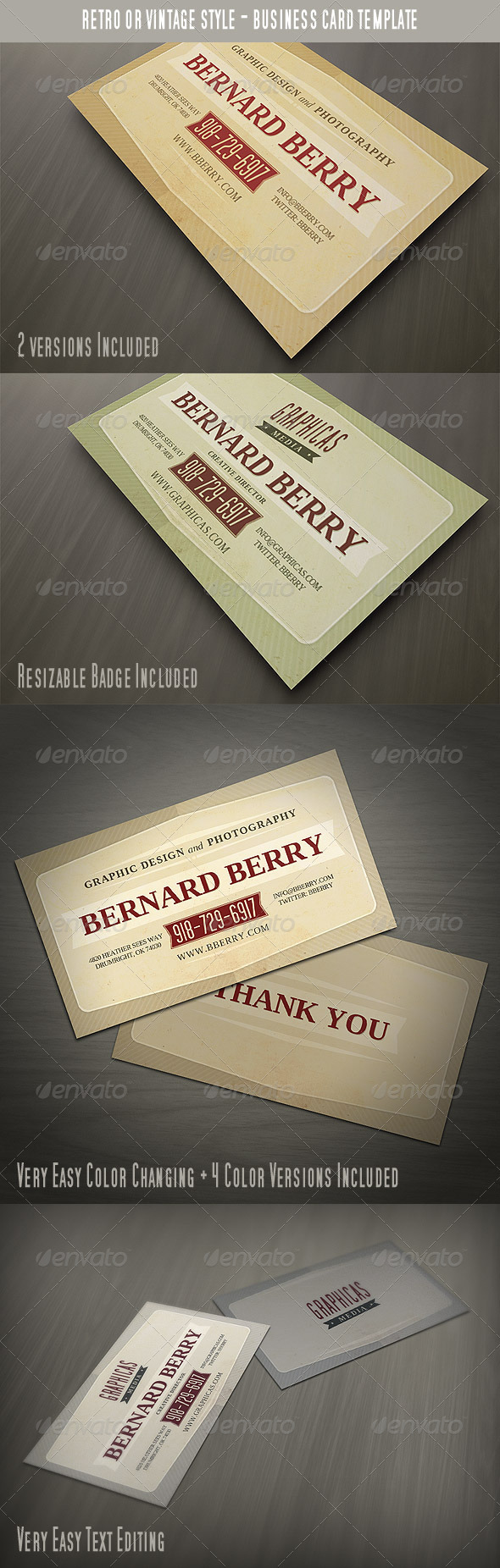 Retro or Vintage Style Business Card - Retro/Vintage Business Cards