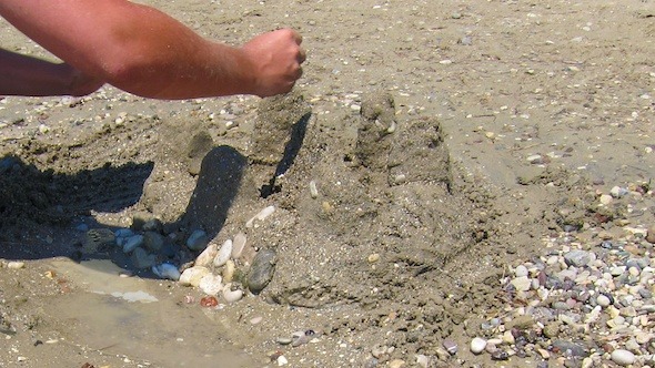 Time Lapse of Building Sand A Castle on the Beach Time Lapse of Building Sand A Castle on the Beach