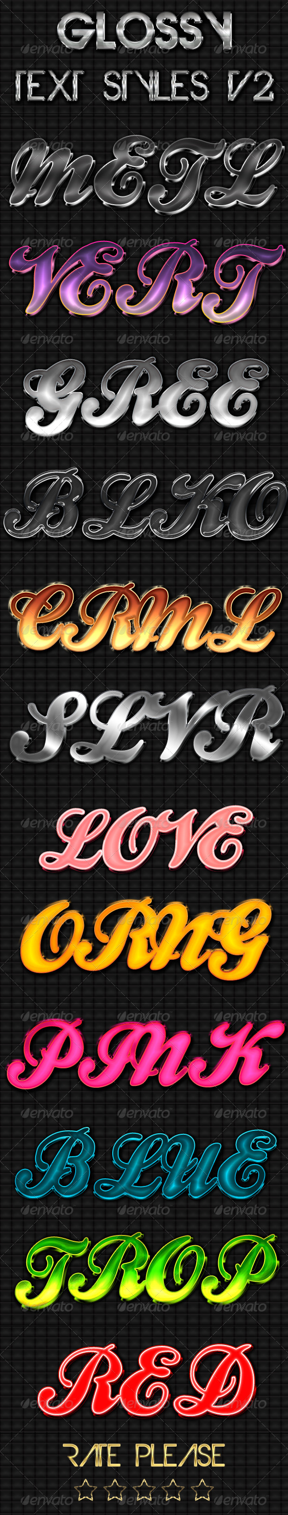Glossy Text Styles V2 - Text Effects Styles