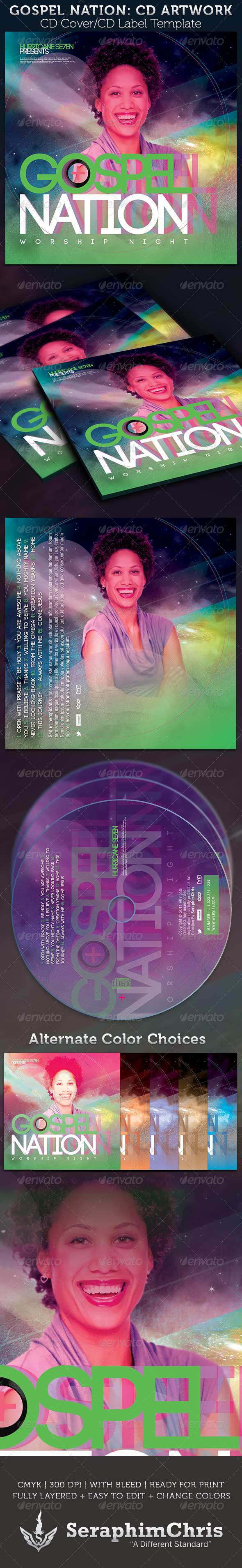 Gospel Nation CD Cover Artwork Template - CD & DVD artwork Print Templates