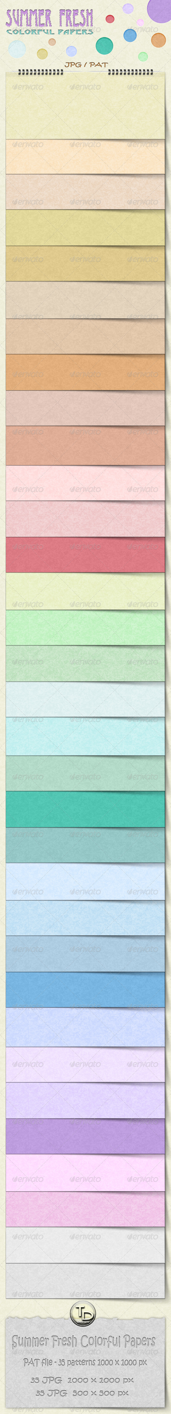 Summer Fresh Colorful Papers - Textures / Fills / Patterns Photoshop