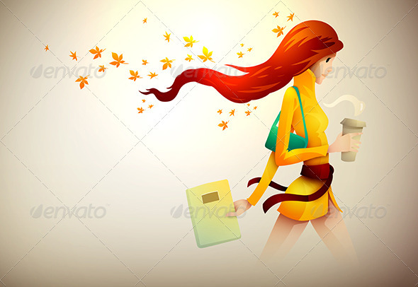Young Woman With Her Coffee To Go - People Characters