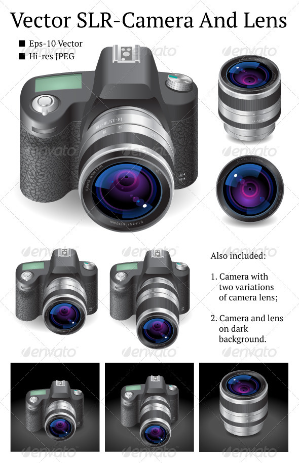 Vector SLR-Camera And Lens Vector SLR-Camera And Lens