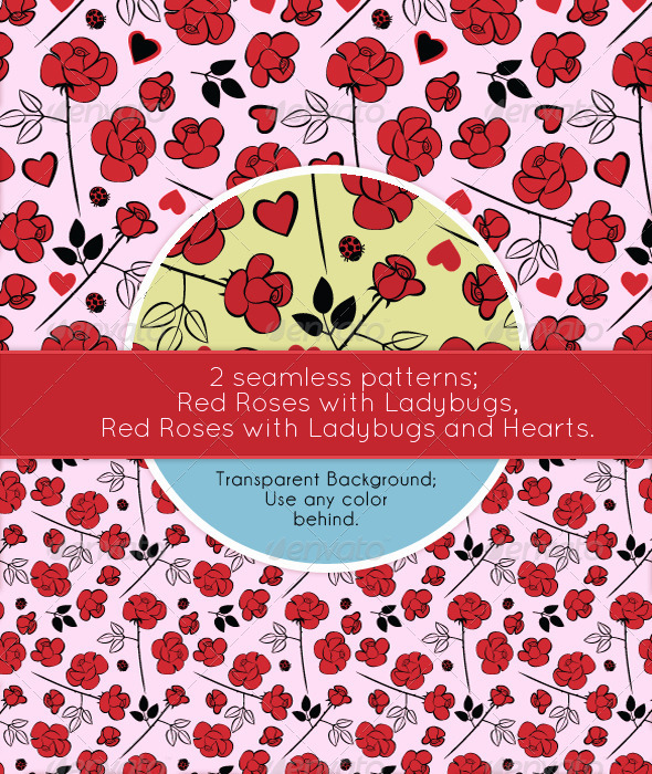 Red Roses Love Hearts and Ladybugs Red Roses Love Hearts and Ladybugs