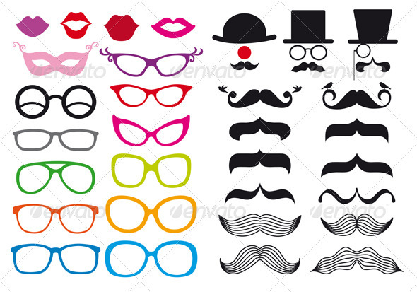 Mustache And Spectacles Vector Set Mustache And Spectacles Vector Set