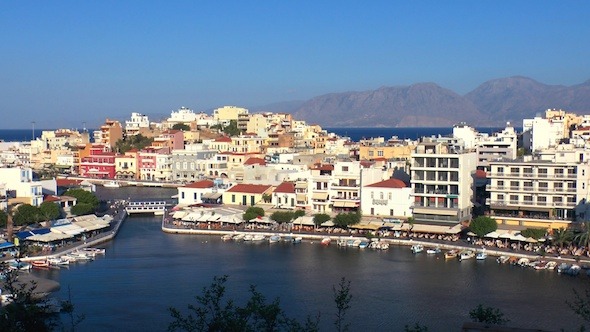 Aerial View Of Agios Nikolaos City Before Sunset 2 Aerial View Of Agios Nikolaos City Before Sunset 2