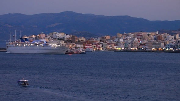 Landscape of Small Touristic City with Cruise Ship Landscape of Small Touristic City with Cruise Ship