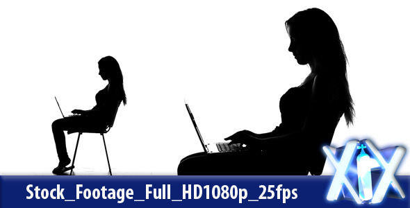 Female Typing Silhouette Female Typing Silhouette