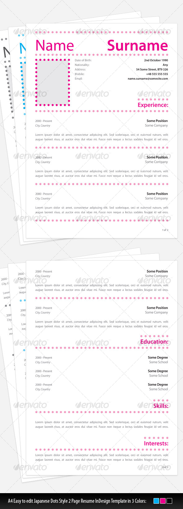 Japanese Dots Simple Resume