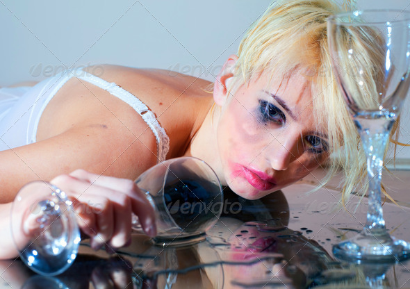 Drunk Woman With Glass