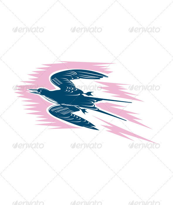 Tern Flying Woodcut Tern Flying Woodcut