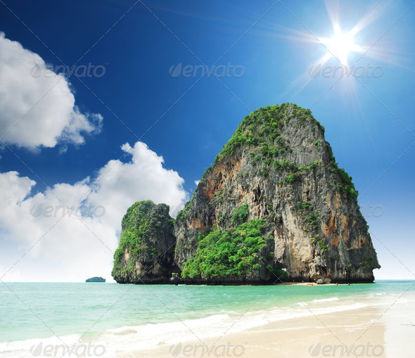 phra nang bay and railay bay krabi Thailand - Stock Photo - Images