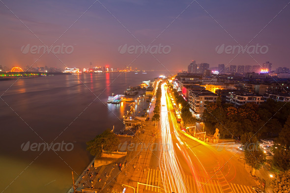 Wuhan Hubei China at dusk