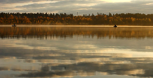 Fog On The Water And Fishermen Fog On The Water And Fishermen