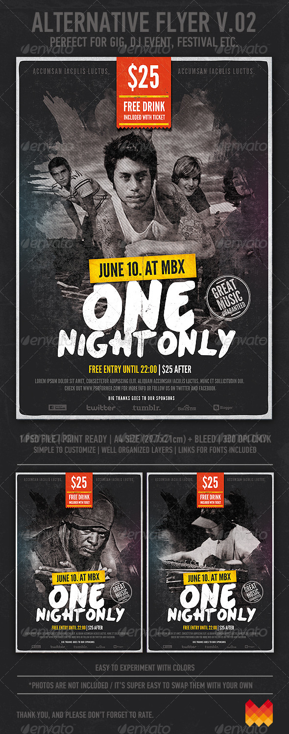 Alternative / Grunge Flyer or Poster v.02 - Events Flyers