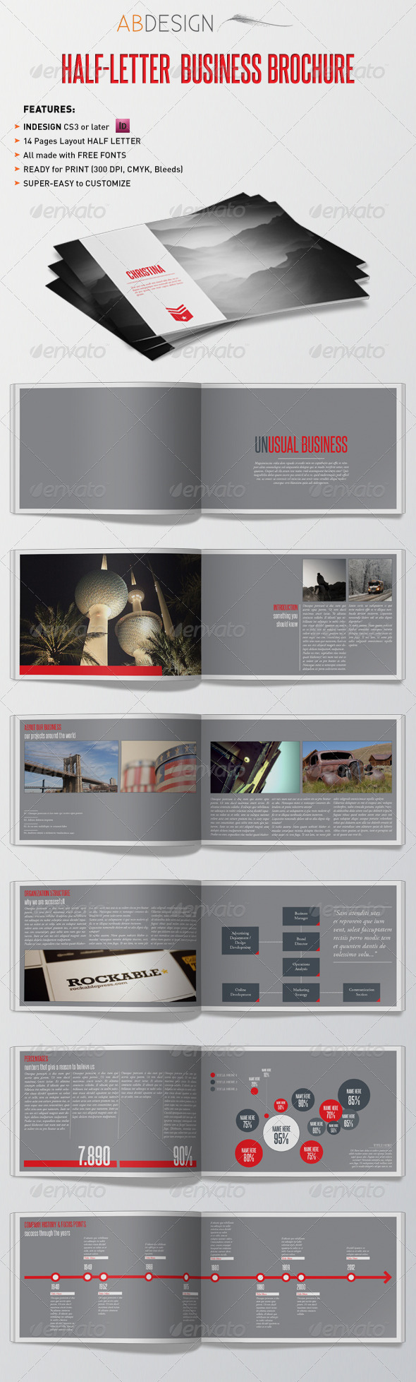 Half-Letter Business Brochure Template - Brochures Print Templates