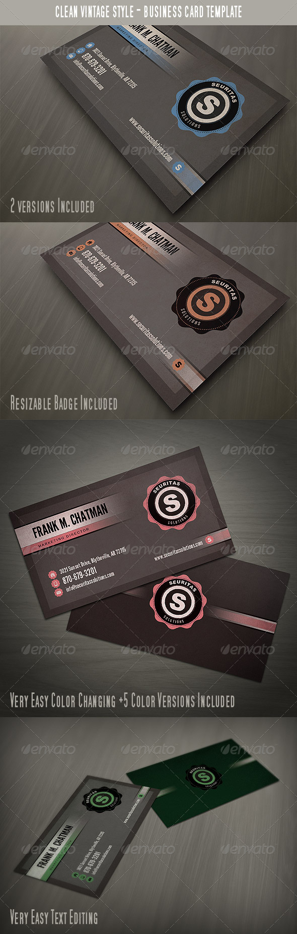 Clean Vintage Style Business Card - Corporate Business Cards