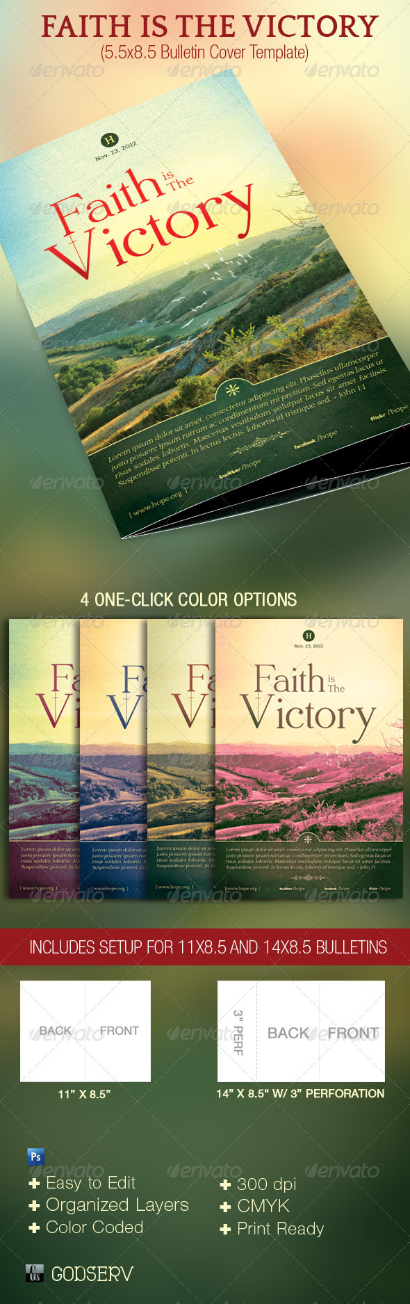 Faith Is The Victory Bulletin Cover Template - Miscellaneous Print Templates
