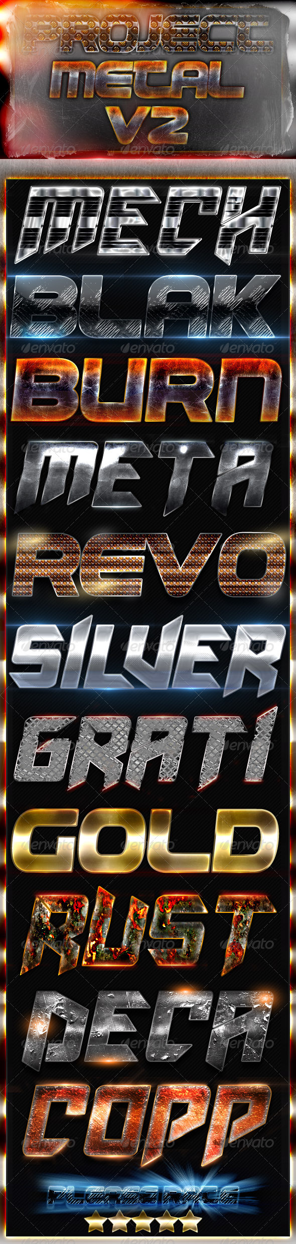 Project Metal V2 - Photoshop Text Styles - Text Effects Styles