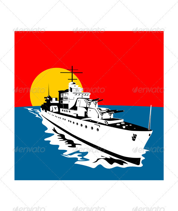 World War Two Battleship Warship Cruiser Retro World War Two Battleship Warship Cruiser Retro